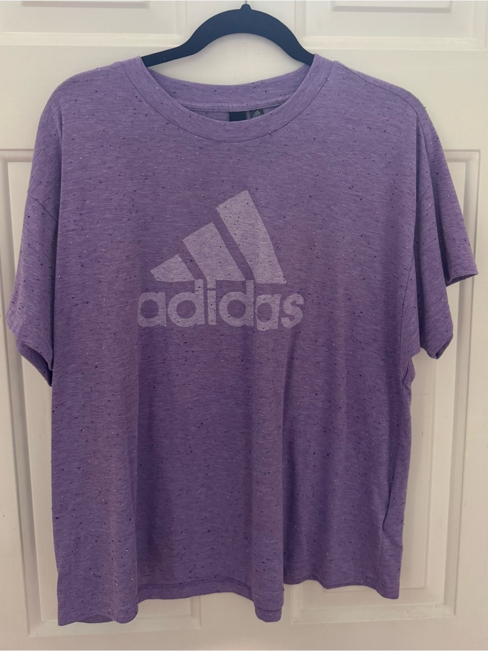 adidas Heather Lavender Crewneck Tee with Black Logo Tag